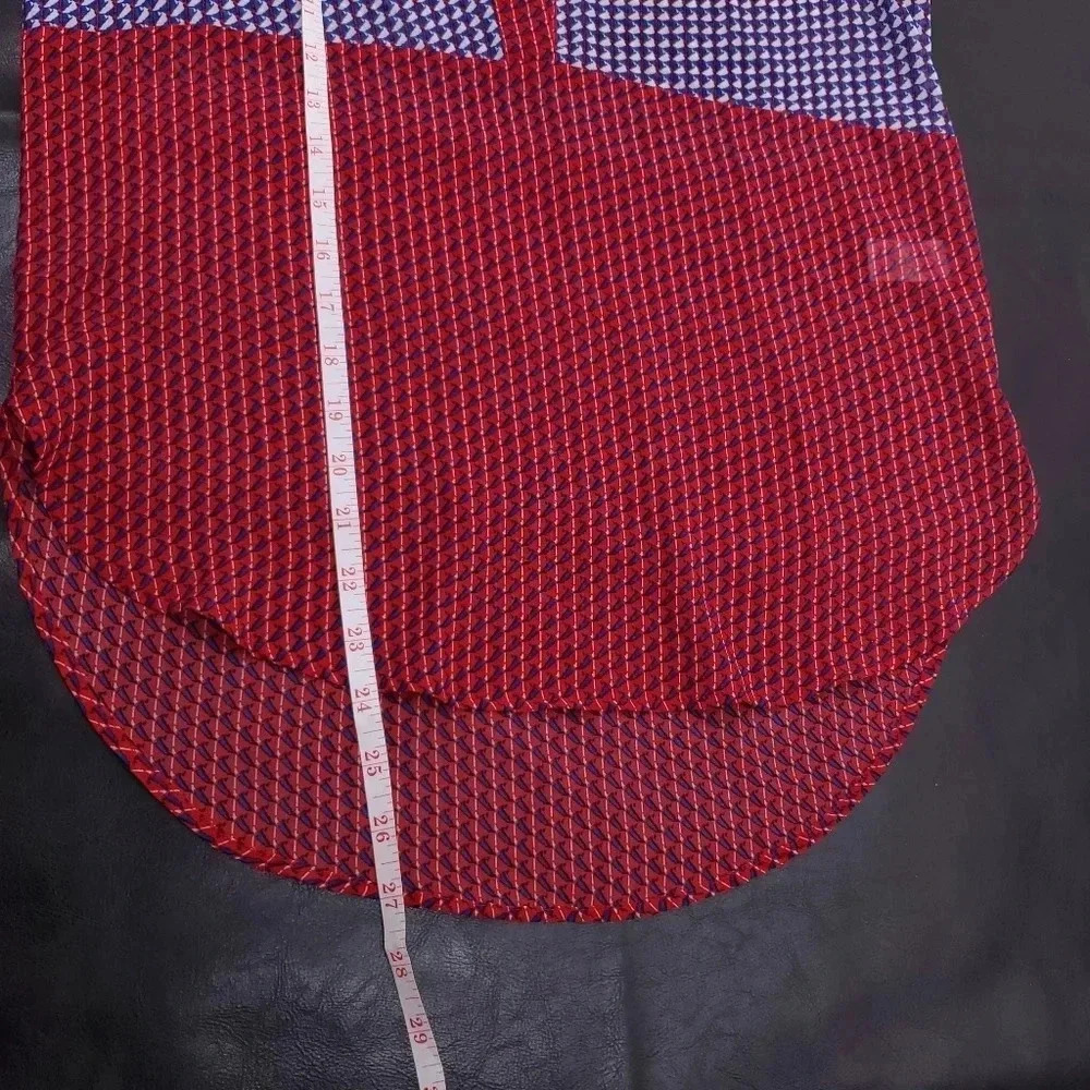 1. State Blue/ Red GeoSheer Printed Blouse size S - Picture 6 of 8
